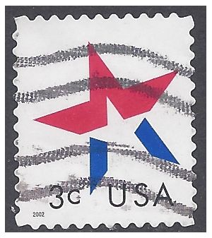#3613 3c Red,White & Blue Star 2002 Used