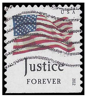#4644 (45c Forever) Four Flags Justice Booklet Single 2012 Used
