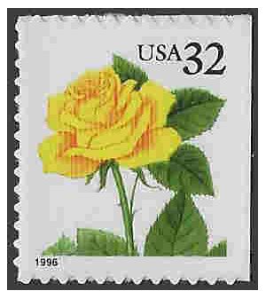 #3049 32c Yellow Rose Booklet Single 1996 Mint NH