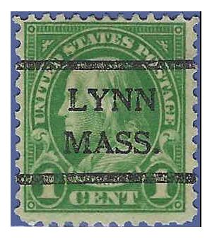 # 632 1c Benjamin Franklin 1927 Used Precancel LYNN MASS.