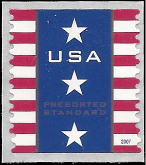 #4158 10c Patriotic Banner Presort Coil Single 2007 Mint NH