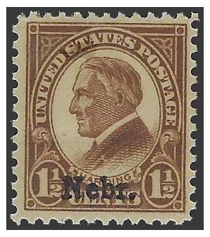 # 670 1.5c Warren Harding Nebraska Overprint 1929 Mint NH