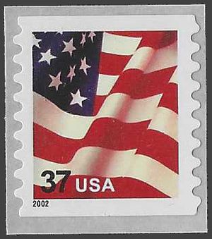 #3633 37c US Flag Coil Single 2002 Mint NH