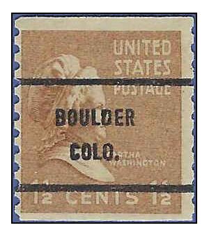 # 840 1.5c Presidential Issue Martha Washington Coil Single 1939 Used Precancel BOLDER COLO.