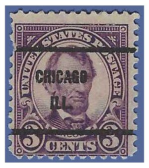 # 635 3c Abraham Lincoln 1927 Used Precancel CHICAGO ILL. Faults