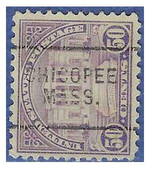 # 701 50c Arlington Amphitheater 1931 Used Precancel CHICOPEE MASS.