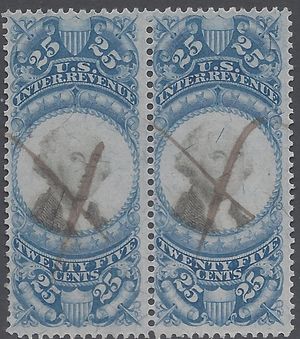 Scott R112 25c US Internal Revenue - Documentary 1871 Used Pair