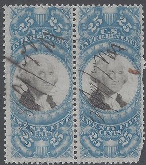 Scott R112 25c US Internal Revenue - Documentary 1871 Used Pair