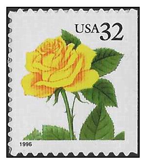 #3049 32c Yellow Rose Booklet Single 1996 Mint NH