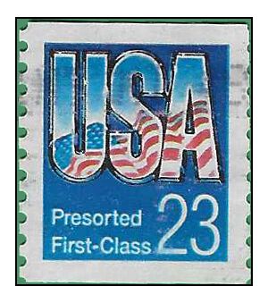 #2606 23c Presorted USA Flag Coil Single 1992 Used