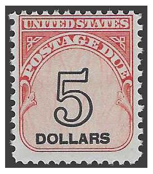 Scott J101 $5.00 US Postage Due Shiny Gum 1959 Mint NH