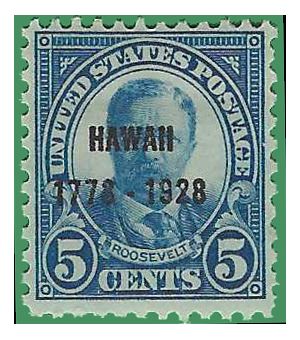 # 648 5c Theodore Roosevelt Hawaii Overprint 1928 Mint NH