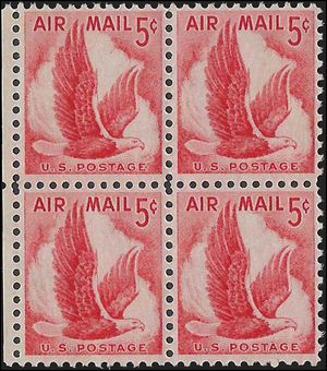 Scott C 50 5c US Air Mail Eagle in Flight Block/4 1958 Mint NH