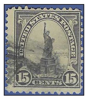 # 566 15c Statue of Liberty 1922 Used