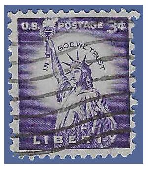 #1035 3c Liberty Issue Statue of Liberty DP 1954 Used
