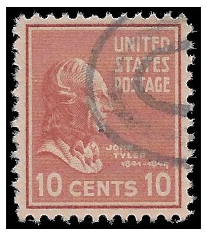 # 815 10c Presidential Issue John Tyler 1938 Used