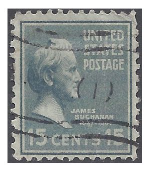 # 820 15c Presidential Series-James Buchanan 1938 Used Fault