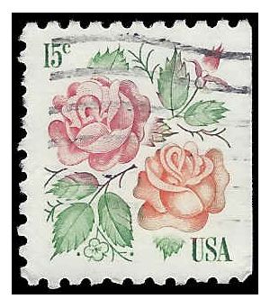 #1737 15c Red Masterpiece and Medallion Roses Booklet Single 1978 Used