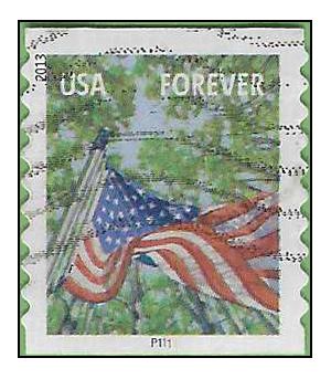 #4772 (46c Forever) Flag for All Seasons Spring  PNC Coil Single #P1111 2013 Used