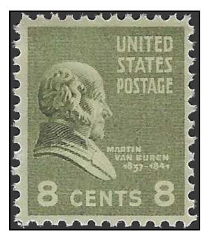 # 813 8c Presidential Issue Martin Van Buren 1938 Mint NH