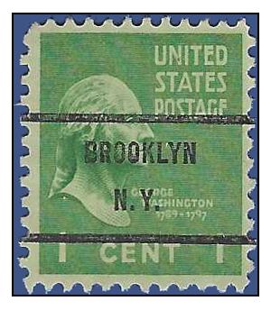 # 804 1c Presidential Issue George Washington 1938 Used Precancel  BROOKLYN N.Y.