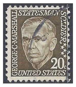 #1289 20c Prominent Americans General George C. Marshall 1967 Used