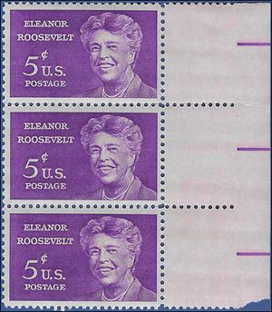 #1236 5c Eleanor Roosevelt Strip of 3 1963 Mint NH