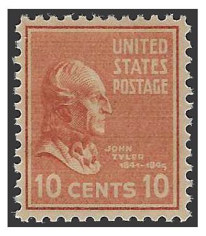 # 815 10c Presidential Issue John Tyler 1938 Mint NH