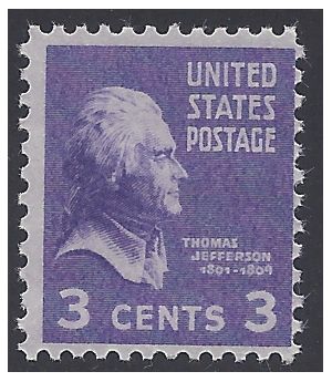 # 807 3c Presidential Issue-Thomas Jefferson 1938 Mint NH