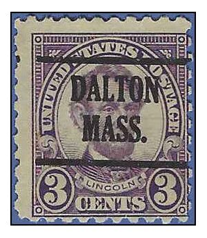 # 584 3c Abraham Lincoln 1925 Used Precancel DALTON MASS.