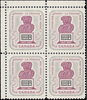 Canada # 470 1967 Used Block of 4