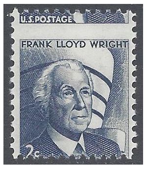 #1280 2c Frank Lloyd Wright 1966 Mint NH Misperf. ERROR