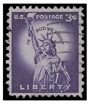 #1035 3c Liberty Issue Statue of Liberty 1954 Used