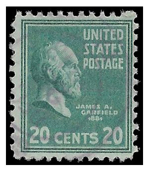 # 825 20c Presidential Issue-James A. Garfield 1938 Used