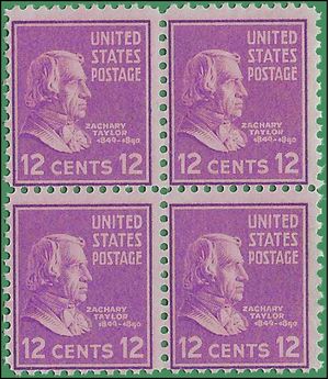 # 817 12c Presidential Issue Zachary Taylor Block/4 1938 Mint NH