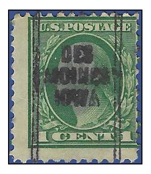 # 498 1c George Washington 1917 Used Precancel DES MOINES IOWA