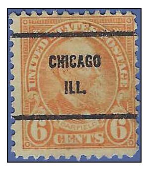 # 638 6c James A. Garfield 1927 Used Precancel CHICAGO ILL.