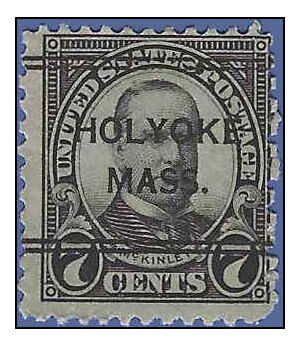 # 639 7c William McKinley 1927 Used Precancel HOLYOKE MASS.