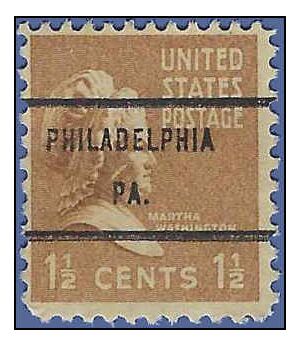 # 805 1.5c Martha Washington 1938 Used Precancel PHILADELPHIA PA.