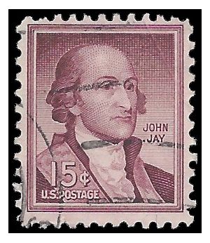 #1046 15c Liberty Issue John Jay 1958 Used Crease