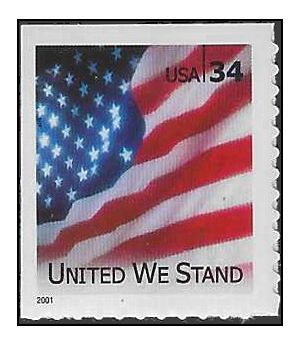 #3549 34c United We Stand Booklet Single 2001 Mint NH