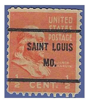 # 803 1/2c Presidential Issue Benjamin Franklin 1938 Used Precancel Saint Louis MO.