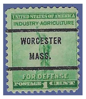 # 899 1c Statue of Liberty 1940 Used Precancel WORCESTER MASS.