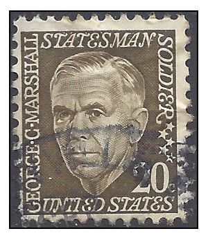 #1289a 20c Prominent Americans General George C. Marshall 1973 Used