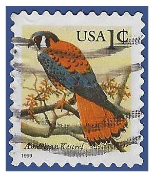 #3031 1c Flora and Fauna American Kestrel 1999 Used