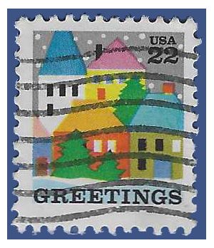 #2245 22c Christmas Issue Village Scene 1986 Used