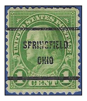 # 632 1c Benjamin Franklin 1927 Used SPRINGFIELD OHIO Precancel
