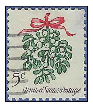 #1255 5c Christmas Flora Mistletoe Untagged 1964 Used