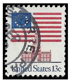 #1622 13c Flag Over Independence Hall 1975 Used