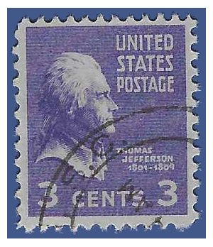 # 807 3c Presidential Issue-Thomas Jefferson 1938 Used